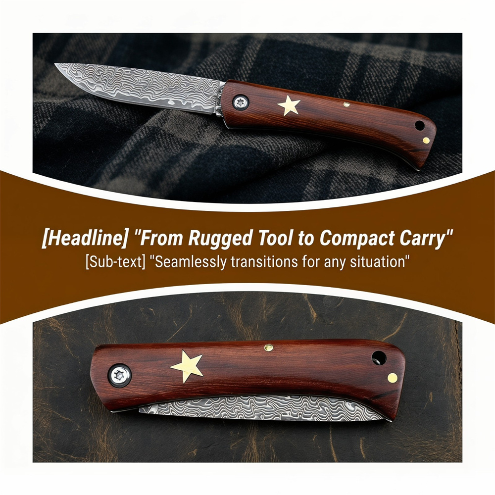 Kompaktowy nóż składany damasc – Edc Fixed Blade Deep Carry recenzja i cena